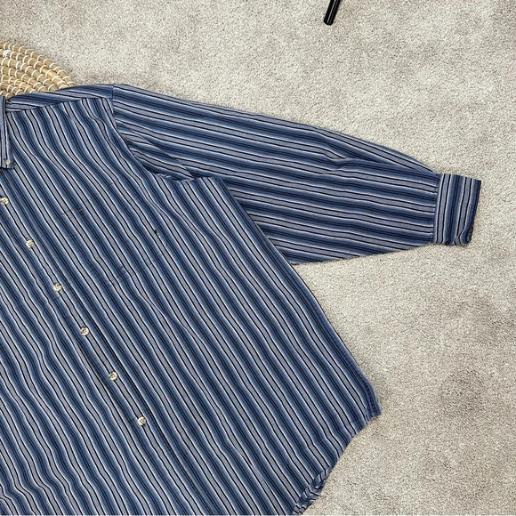 Carhartt Men’s Vintage Rugged Outdoor Wear Button Down Shirt Striped in Blue XL - Picture 6 of 15